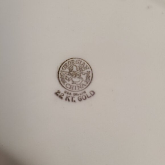 Georgian China 22 Kt Gold Yellow Roses Round Decorative Plate - Picture 4 of 4